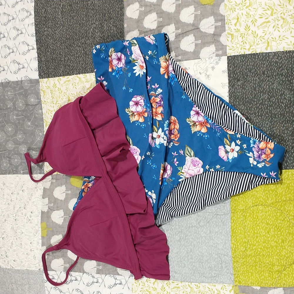 NWT Cupshe high waisted bikini, reversible bottoms